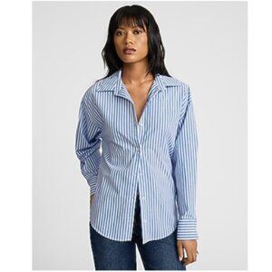 NWT Express Striped Button-Down Shirt in Blue and White